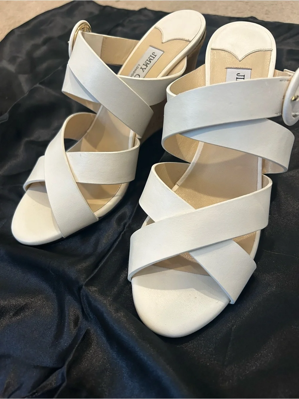 Jimmy Choo Cream Crisscross Espadrille Slide Sandals
